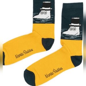 Nwt Mustard Yellow and Black Moomin Socks Moominpappa Socks New With Tag